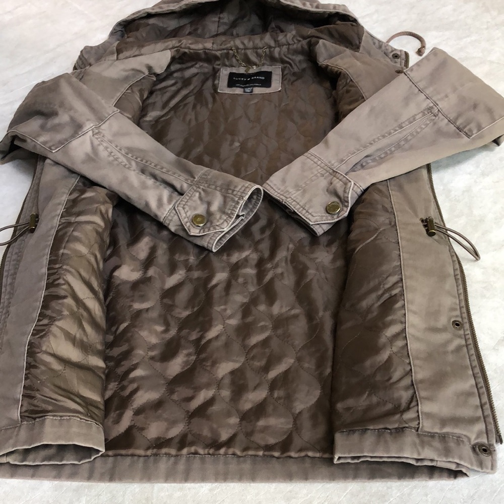 Lucky Brand Women’s Military Field Jacket Hood Full Zip Olive Green Size XS - Picture 8 of 14